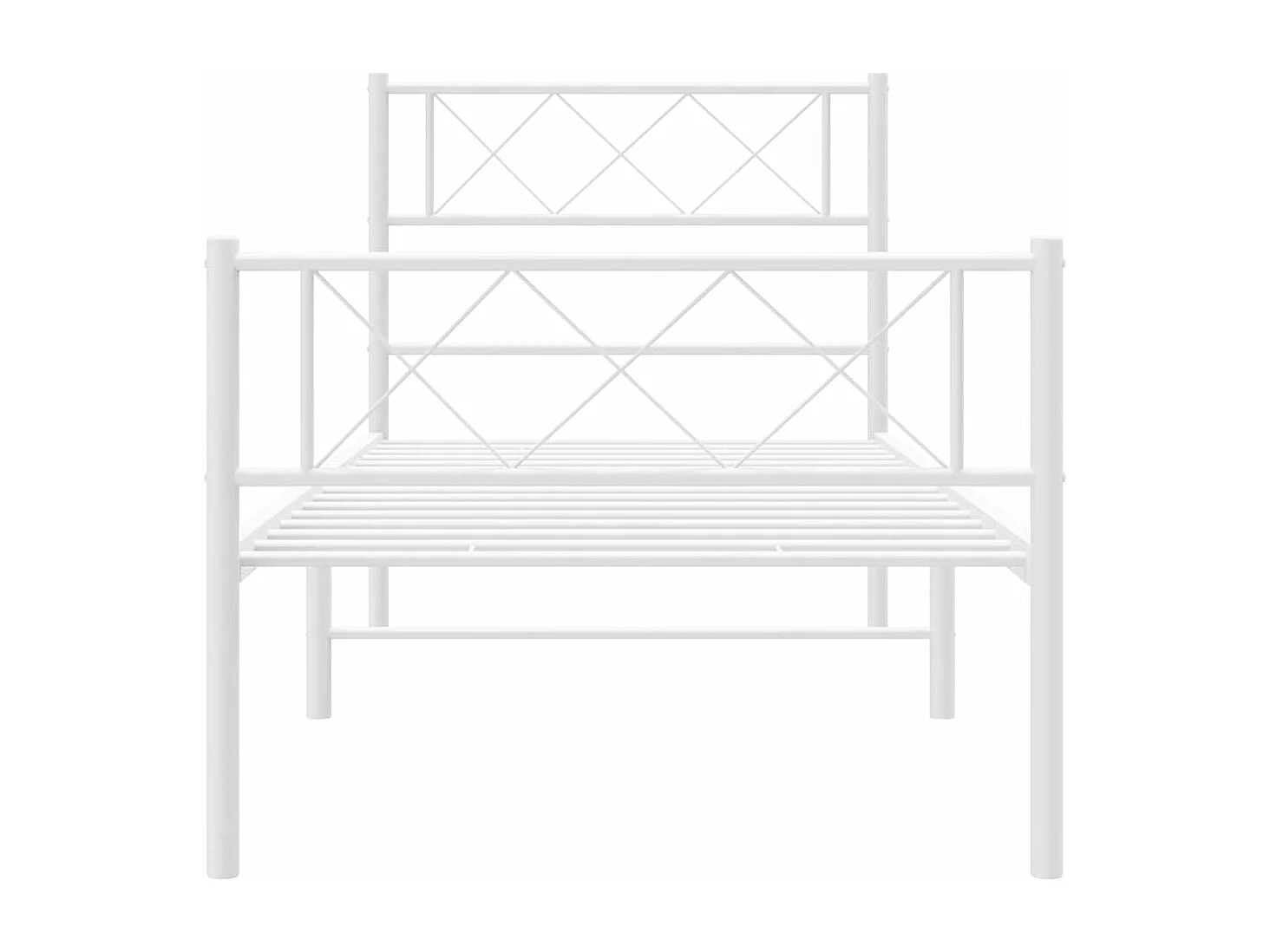 Estrutura de cama com cabeceira e pés 100x190 cm metal branco