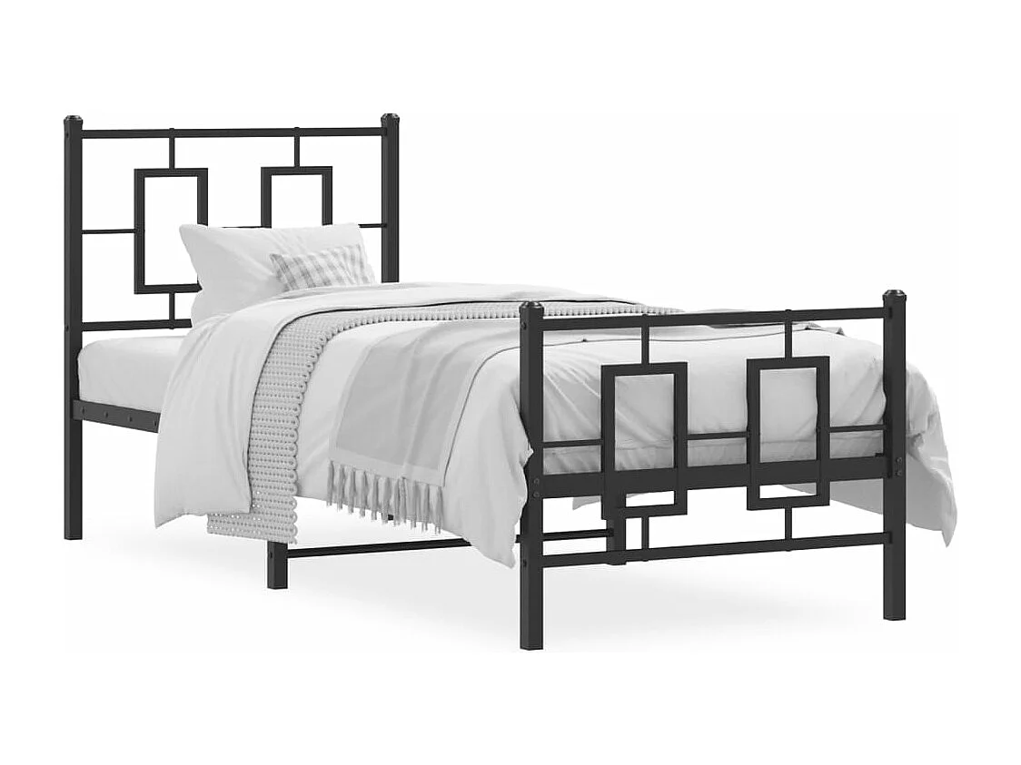 Estructura de cama con cabecero y estribo metal negro 75x190 cm