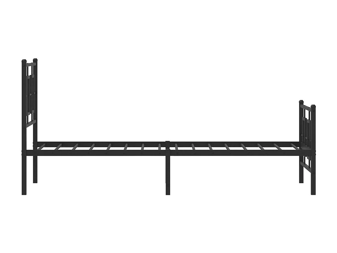 Estrutura de cama com cabeceira e pés 75x190 cm metal preto