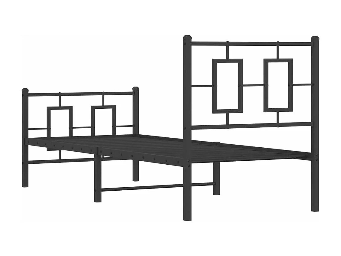 Estrutura de cama com cabeceira e pés 75x190 cm metal preto
