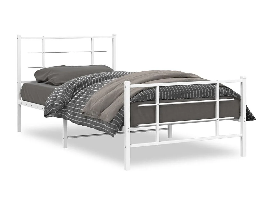 Estrutura de cama com cabeceira e pés 107x203 cm metal branco