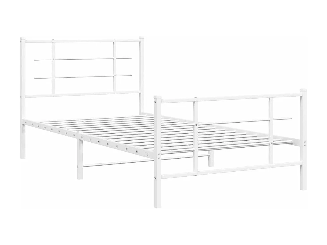Estrutura de cama com cabeceira e pés 107x203 cm metal branco