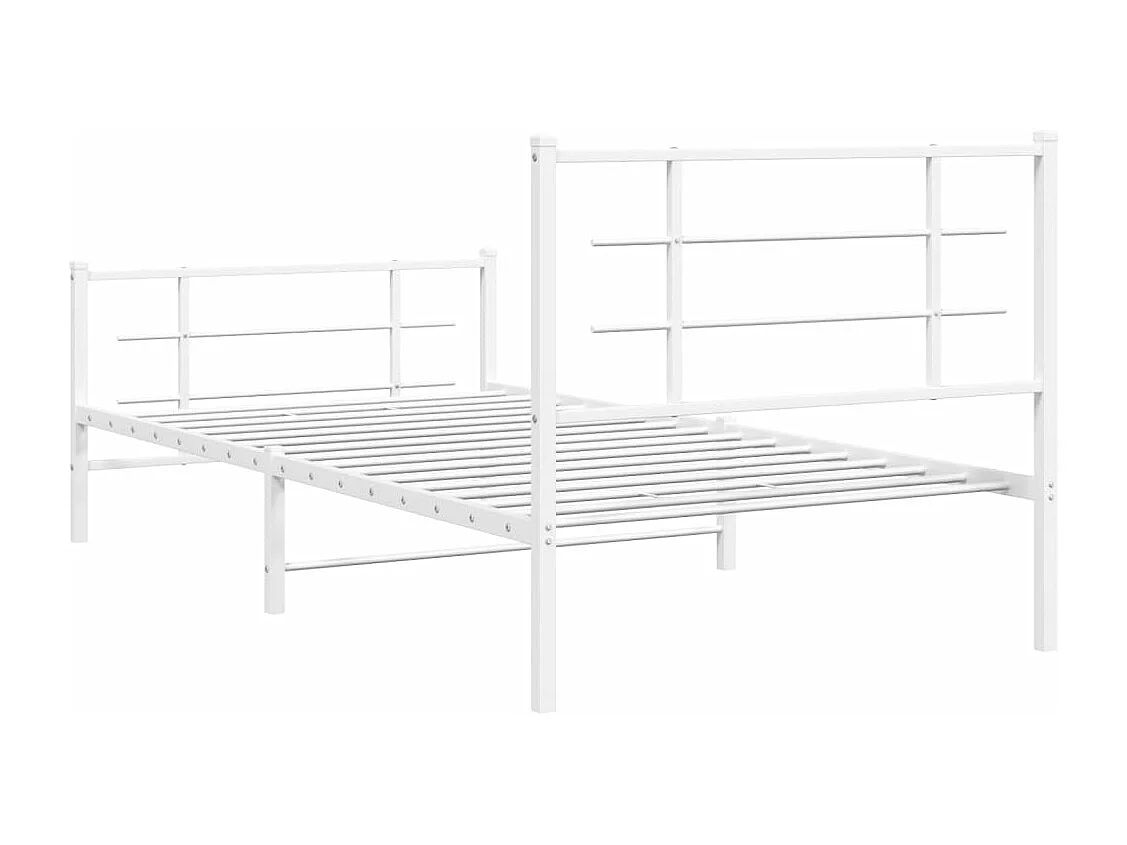 Estructura cama metal con cabecero y pie cama blanca 107x203 cm