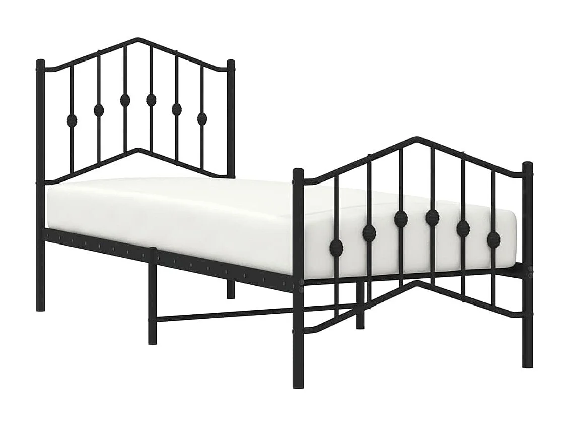 Estrutura de cama com cabeceira e pés 75x190 cm metal preto