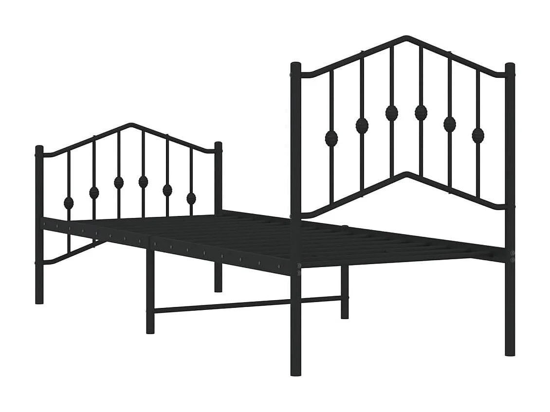 Estrutura de cama com cabeceira e pés 75x190 cm metal preto
