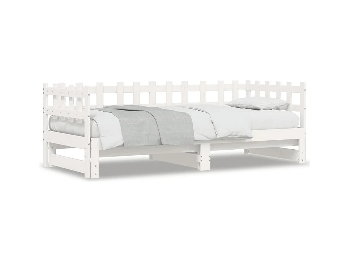 Sofá-cama de puxar 2x(80x200) cm pinho maciço branco