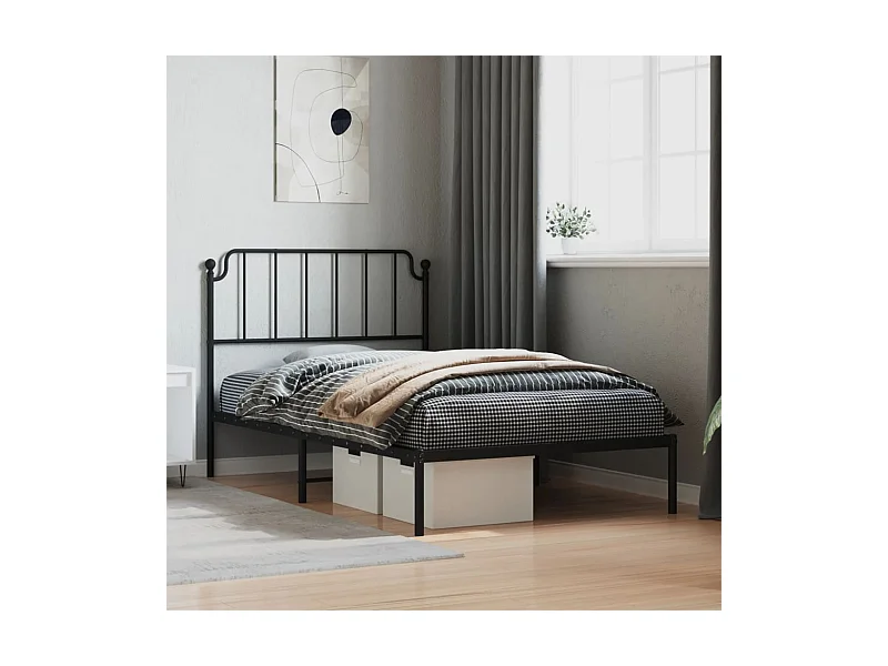 Estructura de cama con cabecero metal negro 107x203 cm