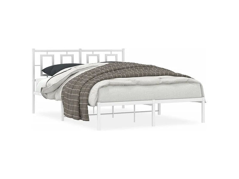 Estructura de cama de metal con cabecero blanca 140x190 cm
