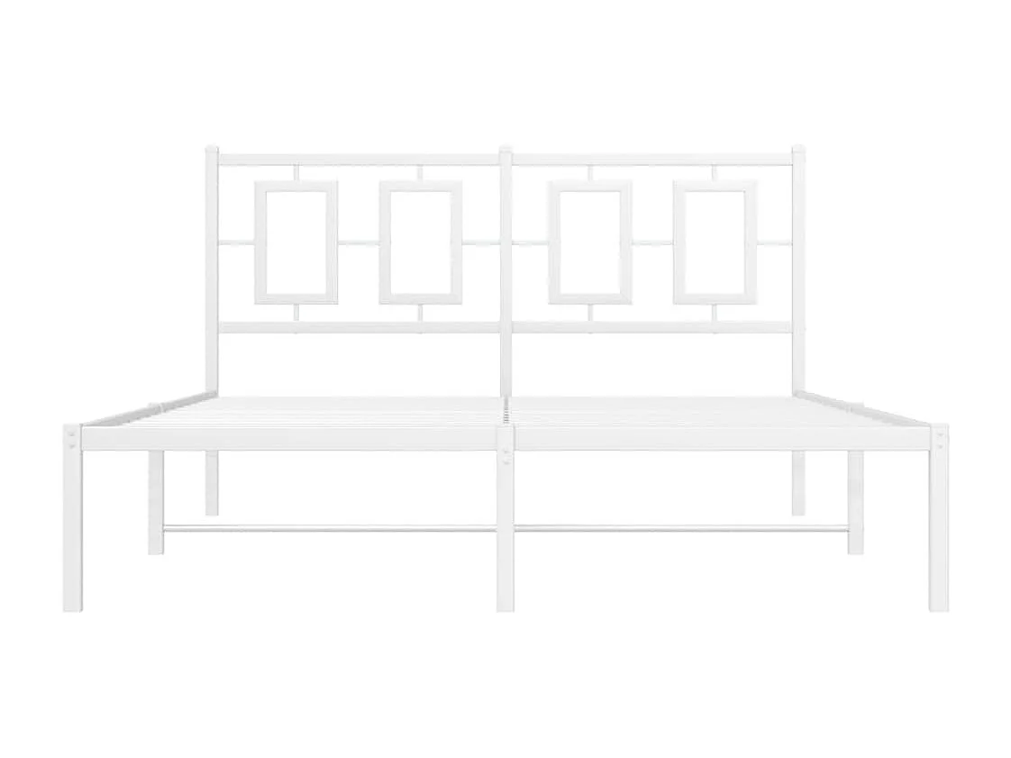 Estructura de cama de metal con cabecero blanca 140x190 cm