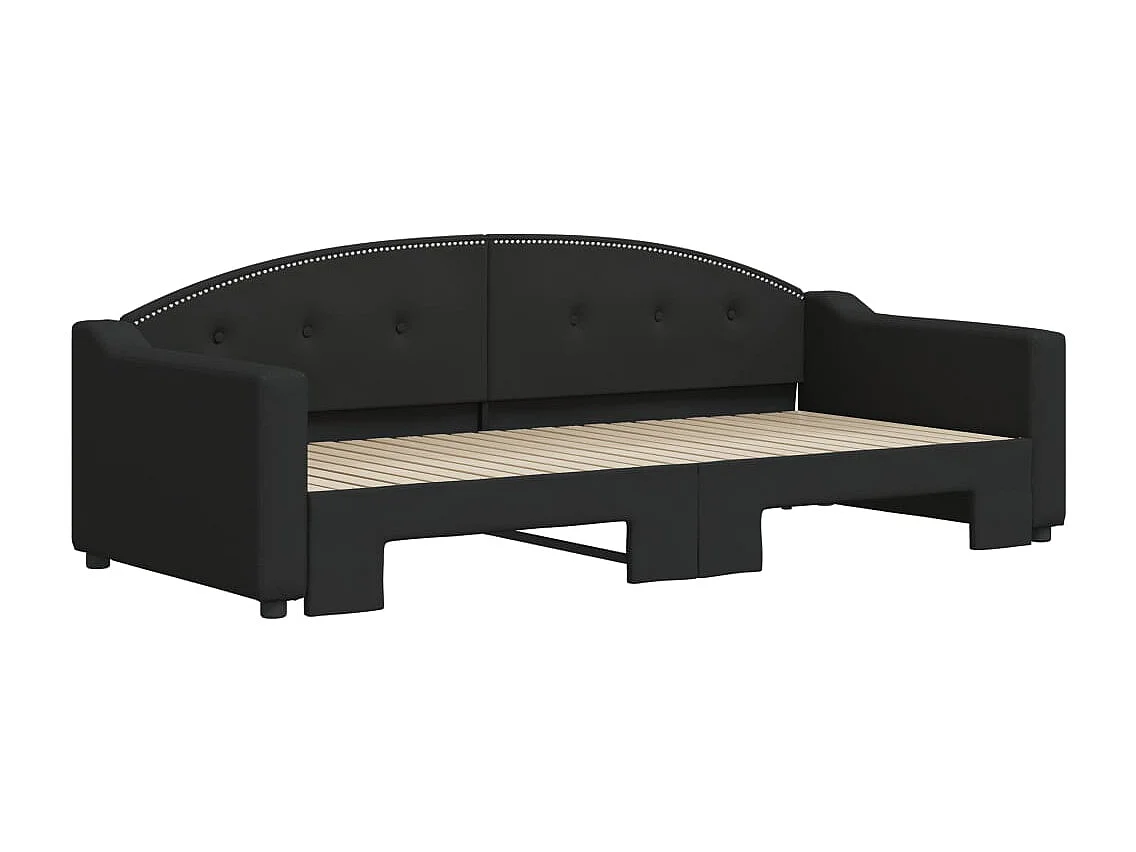Slaapbank met onderschuifbed 90x200 cm stof zwart