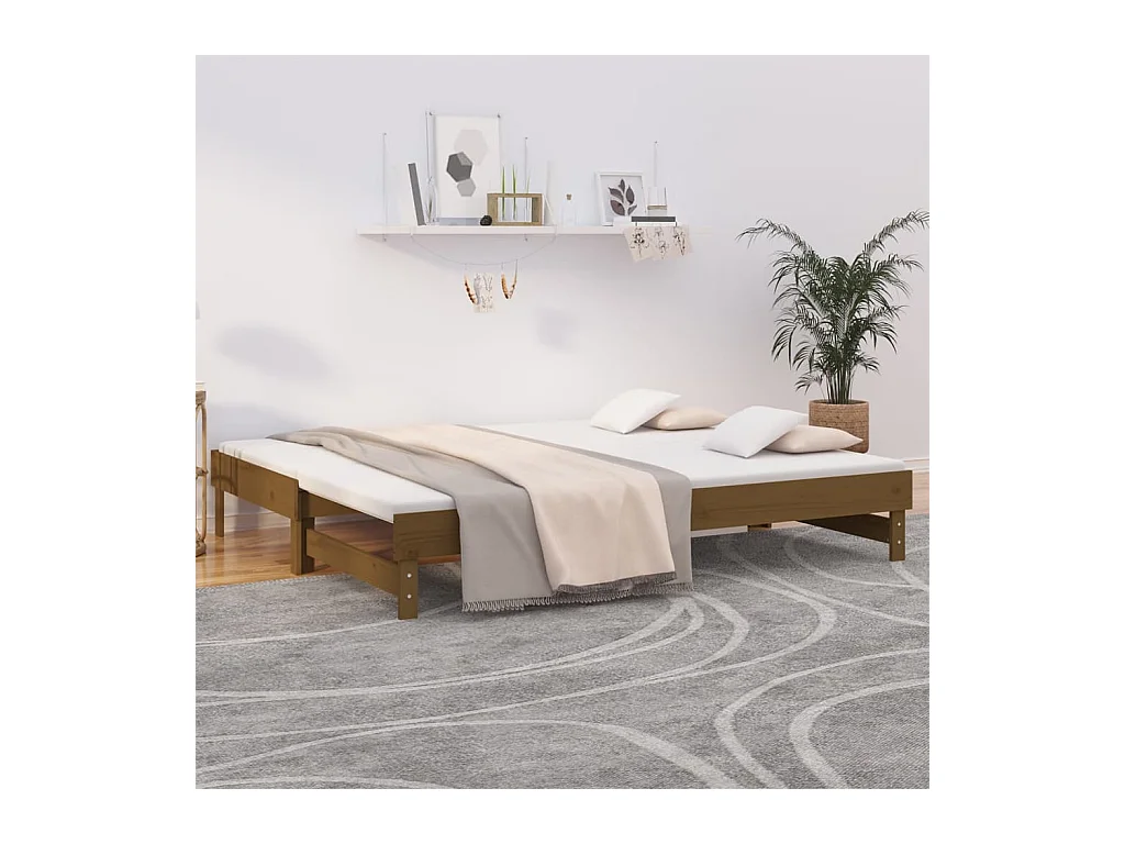 Lit coulissant Marron miel 2x(80x200) cm Bois de pin massif