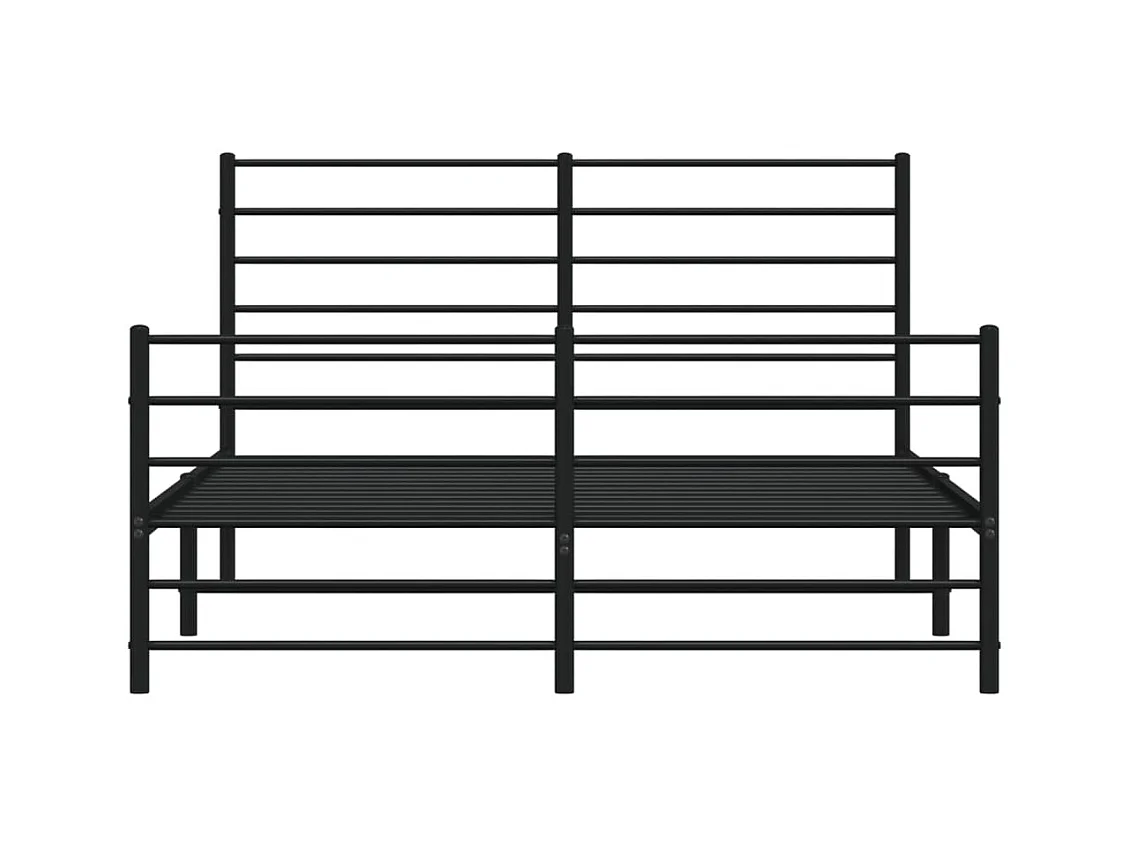 Cadre de lit métal avec tête de lit/pied de lit noir 140x190 cm