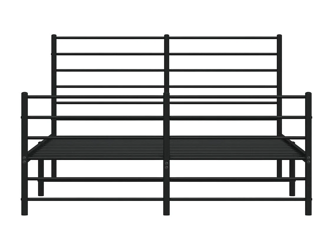 Estrutura de cama com cabeceira e pés 140x190 cm metal preto