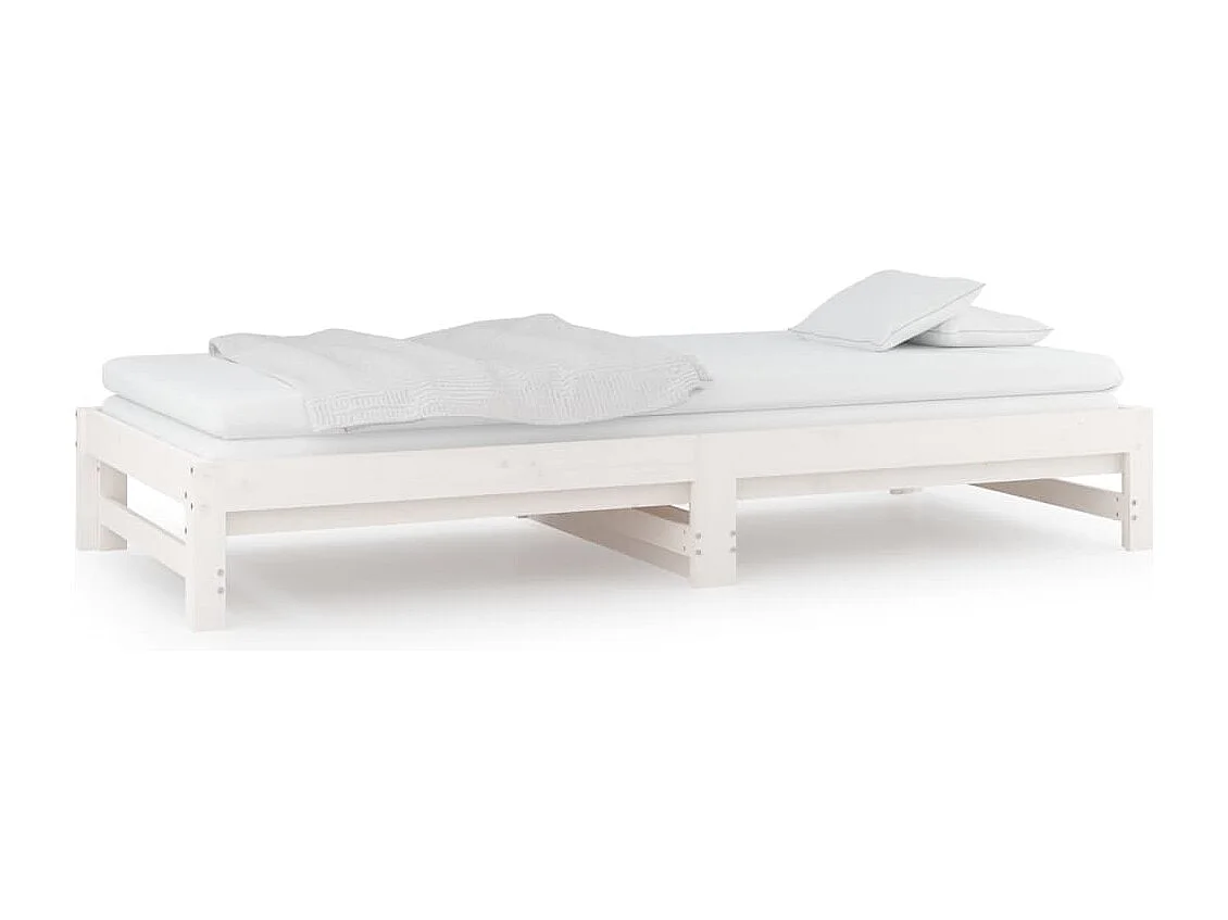 Slaapbank uitschuifbaar massief grenenhout wit 2x(90x200) cm