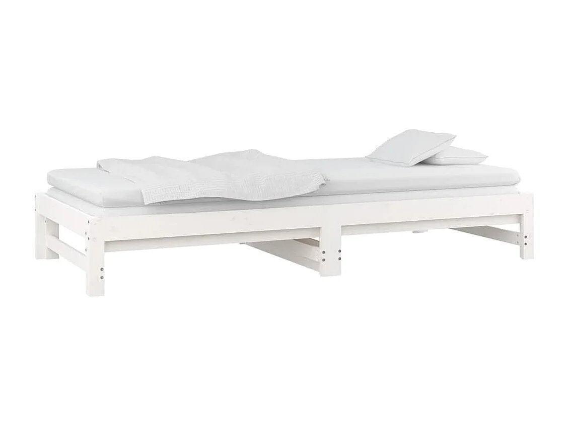 Slaapbank uitschuifbaar massief grenenhout wit 2x(90x200) cm