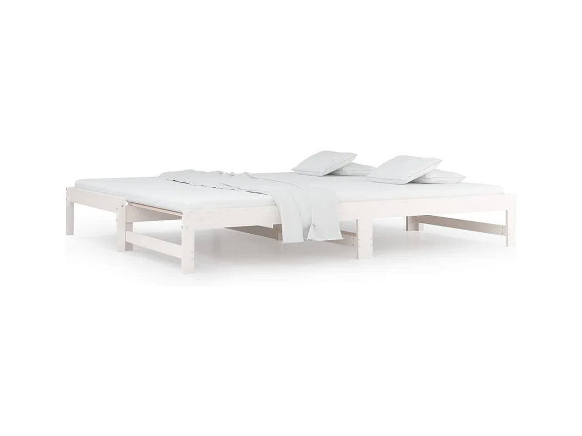 Lit coulissant Blanc 2x(90x200) cm Bois de pin massif