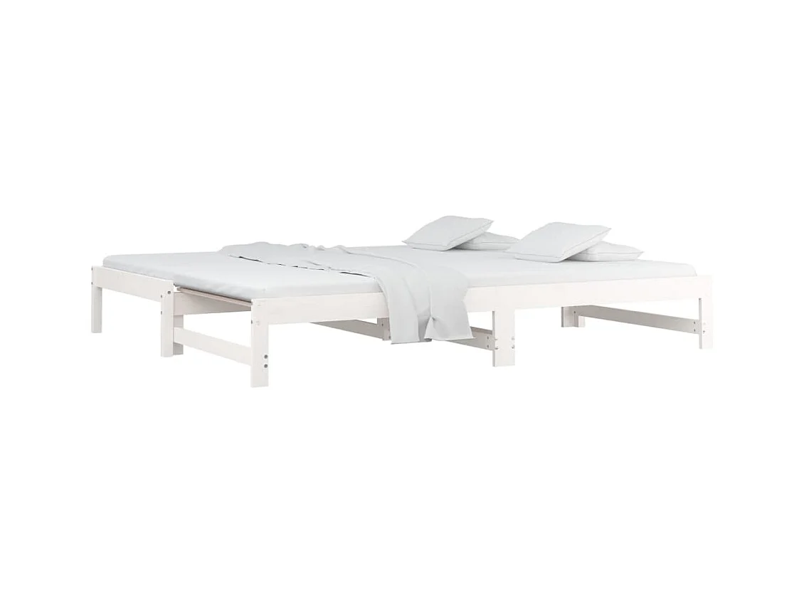 Lit coulissant Blanc 2x(90x200) cm Bois de pin massif