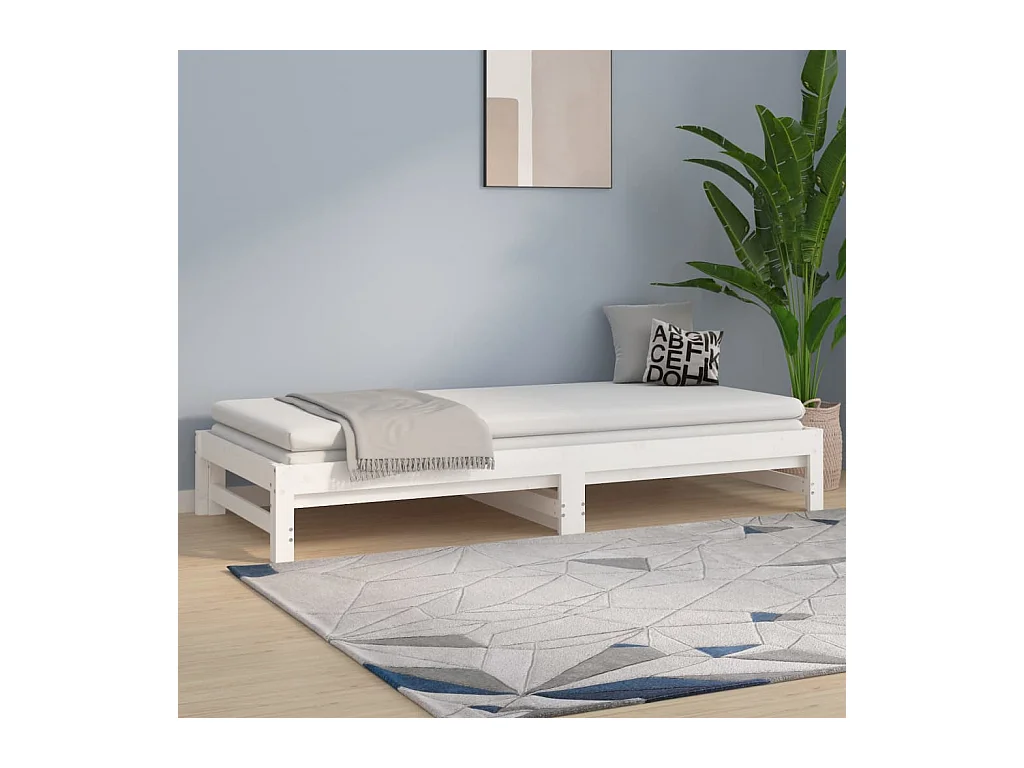 Lit coulissant Blanc 2x(90x200) cm Bois de pin massif
