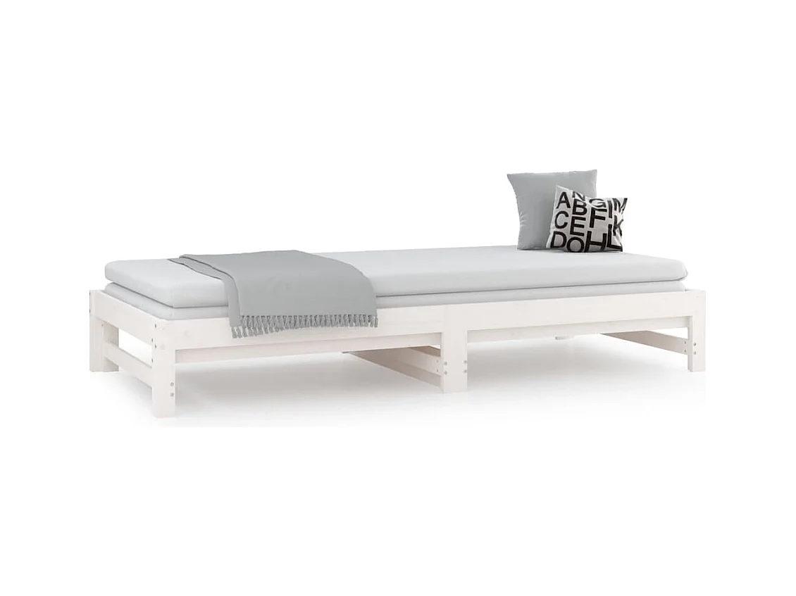 Lit coulissant Blanc 2x(90x200) cm Bois de pin massif
