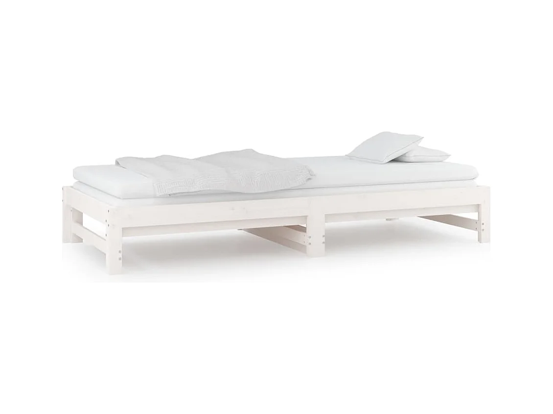 Lit coulissant Blanc 2x(90x200) cm Bois de pin massif