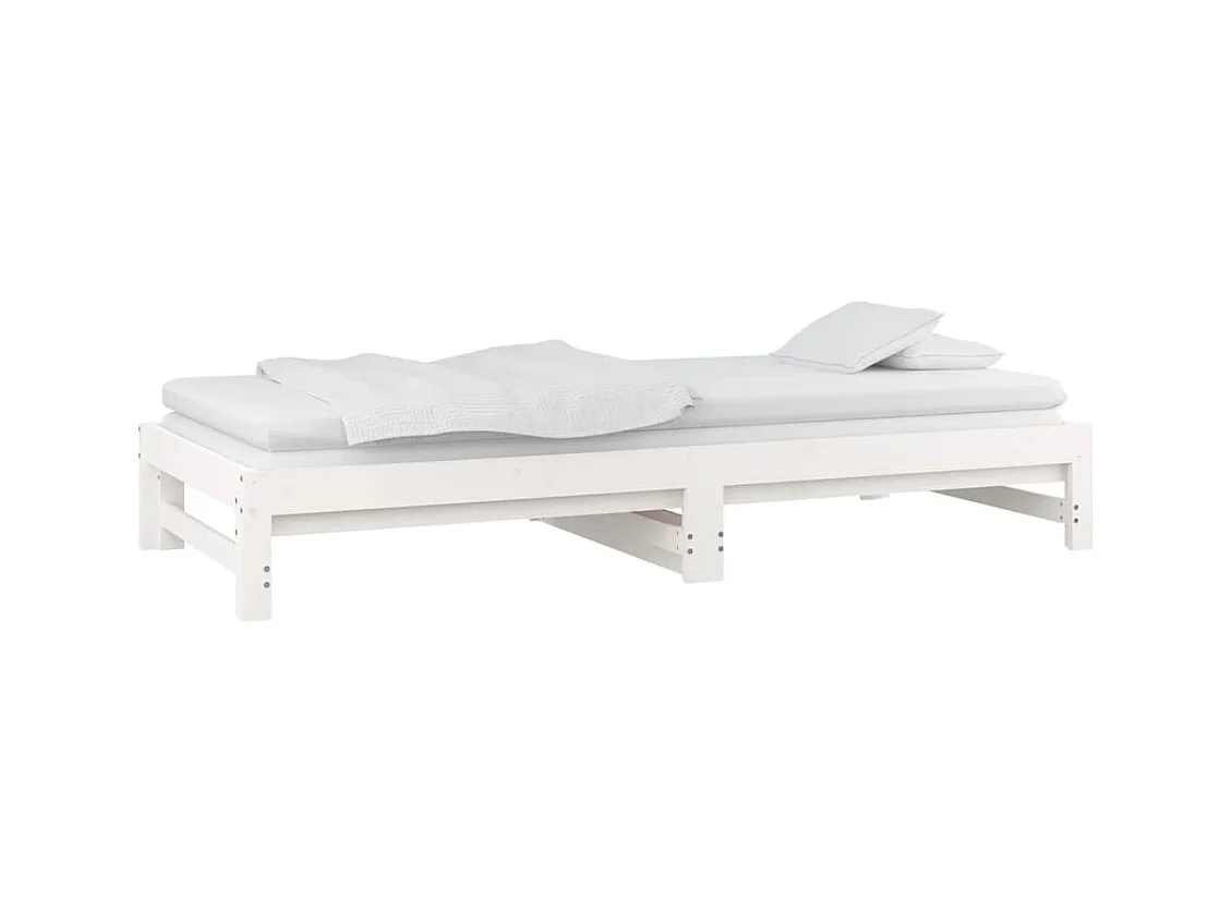 Lit coulissant Blanc 2x(90x200) cm Bois de pin massif