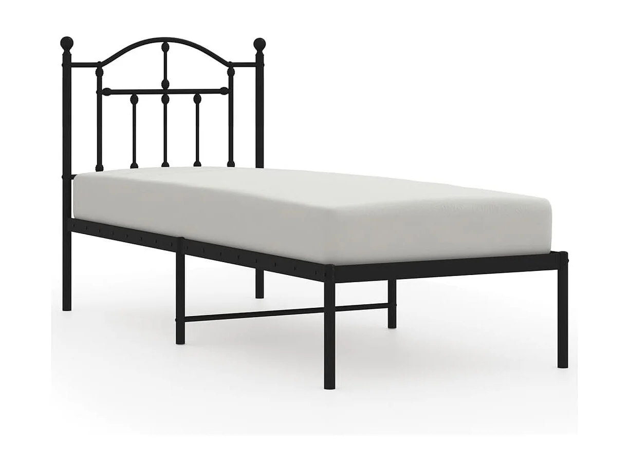 Estrutura de cama com cabeceira 75x190 cm metal preto
