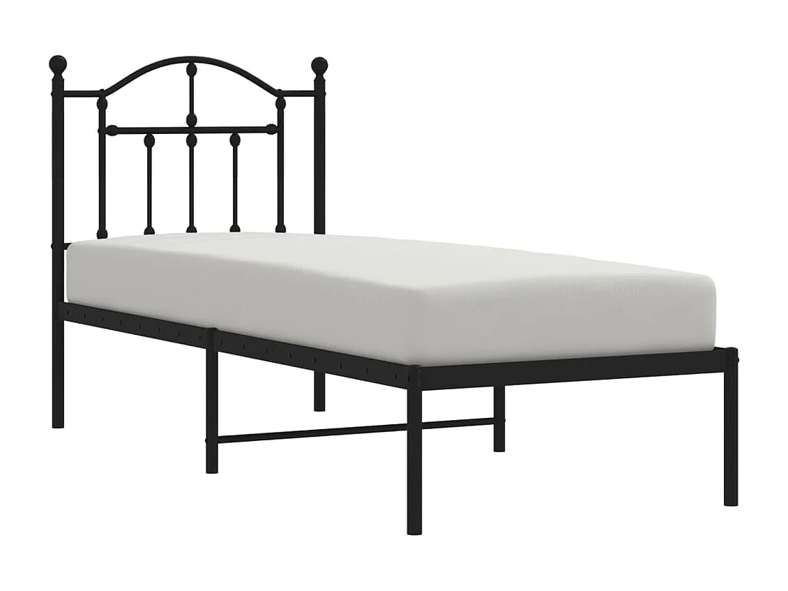 Estrutura de cama com cabeceira 75x190 cm metal preto