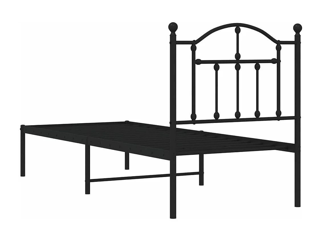 Estrutura de cama com cabeceira 75x190 cm metal preto