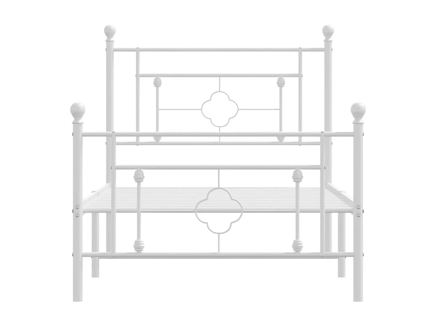 Estrutura de cama com cabeceira e pés 100x190 cm metal branco