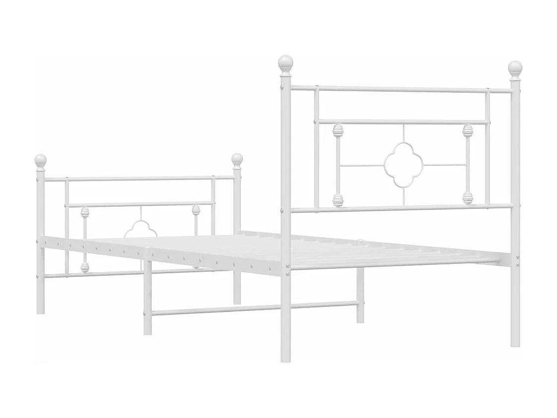 Estrutura de cama com cabeceira e pés 100x190 cm metal branco