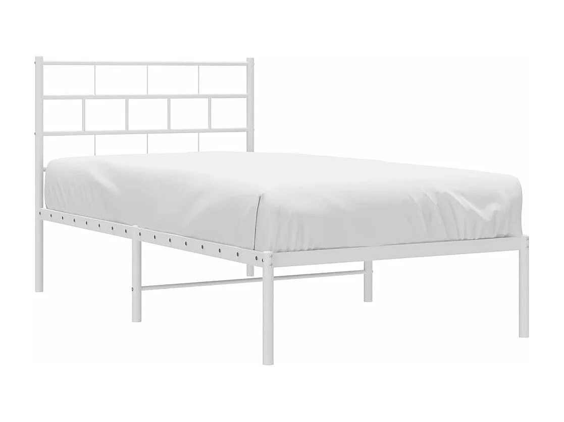 Estrutura de cama com cabeceira 75x190 cm metal branco