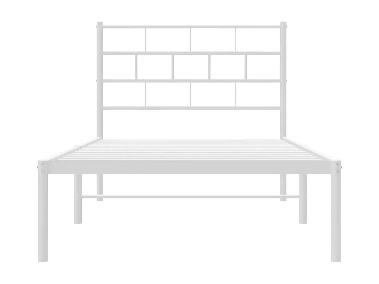 Estrutura de cama com cabeceira 75x190 cm metal branco