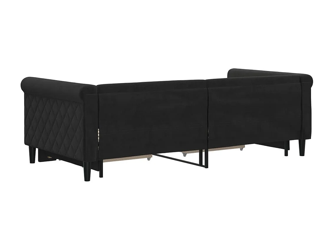 Slaapbank met onderschuifbed en lades 90x190 cm fluweel zwart