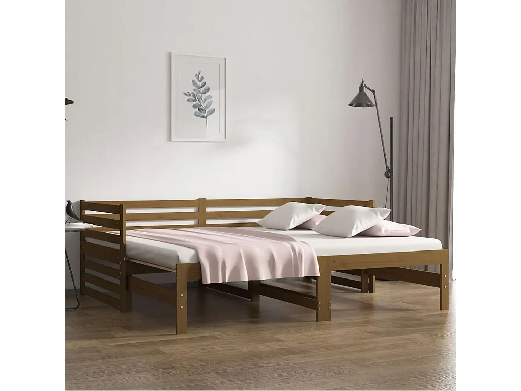 Lit Adulte,Lit De Jour Marron Miel 90x190 Cm Simple Bois De Pin Massif448986 90627106