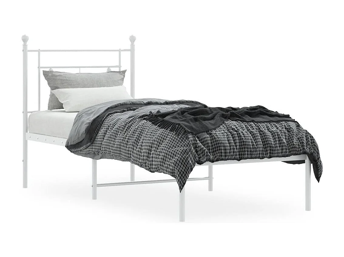 Estructura de cama de metal con cabecero blanco 75x190 cm