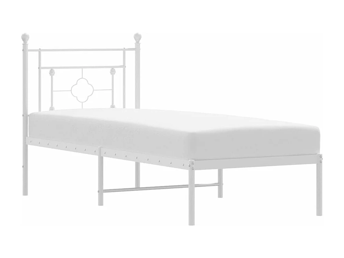 Estrutura de cama com cabeceira 75x190 cm metal branco