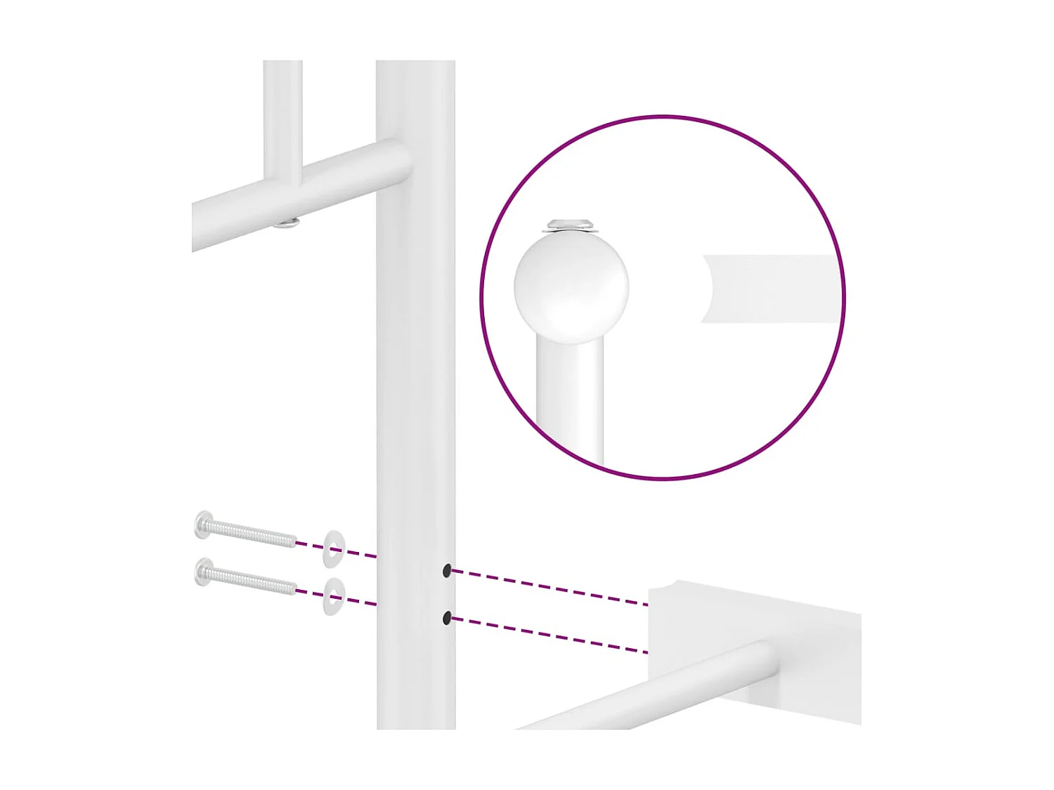 Estrutura de cama com cabeceira 75x190 cm metal branco