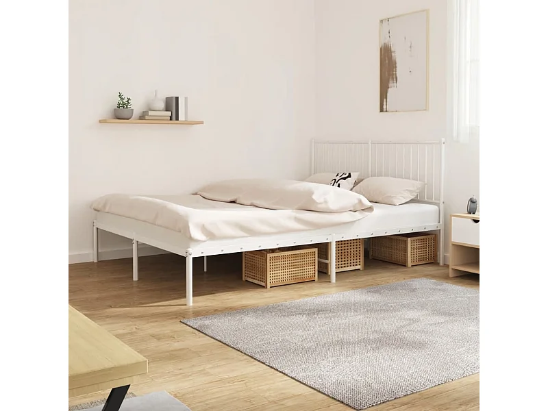 Estructura de cama con cabecero metal blanca 160x200 cm