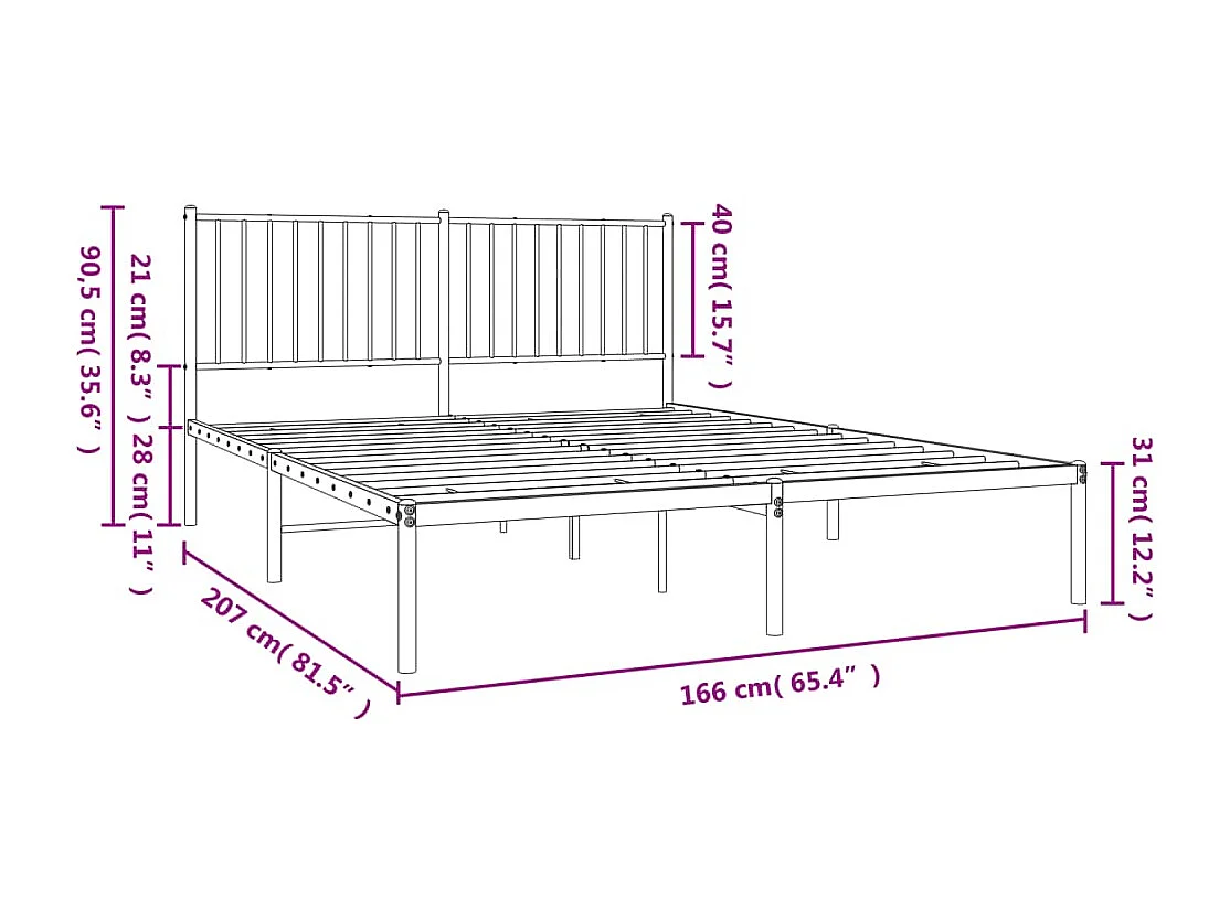 Estructura de cama con cabecero metal blanca 160x200 cm
