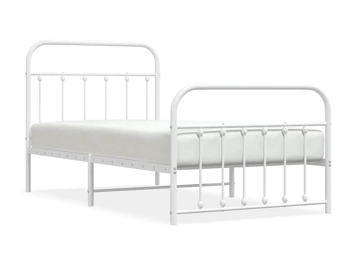 Estrutura de cama com cabeceira e pés 100x190 cm metal branco