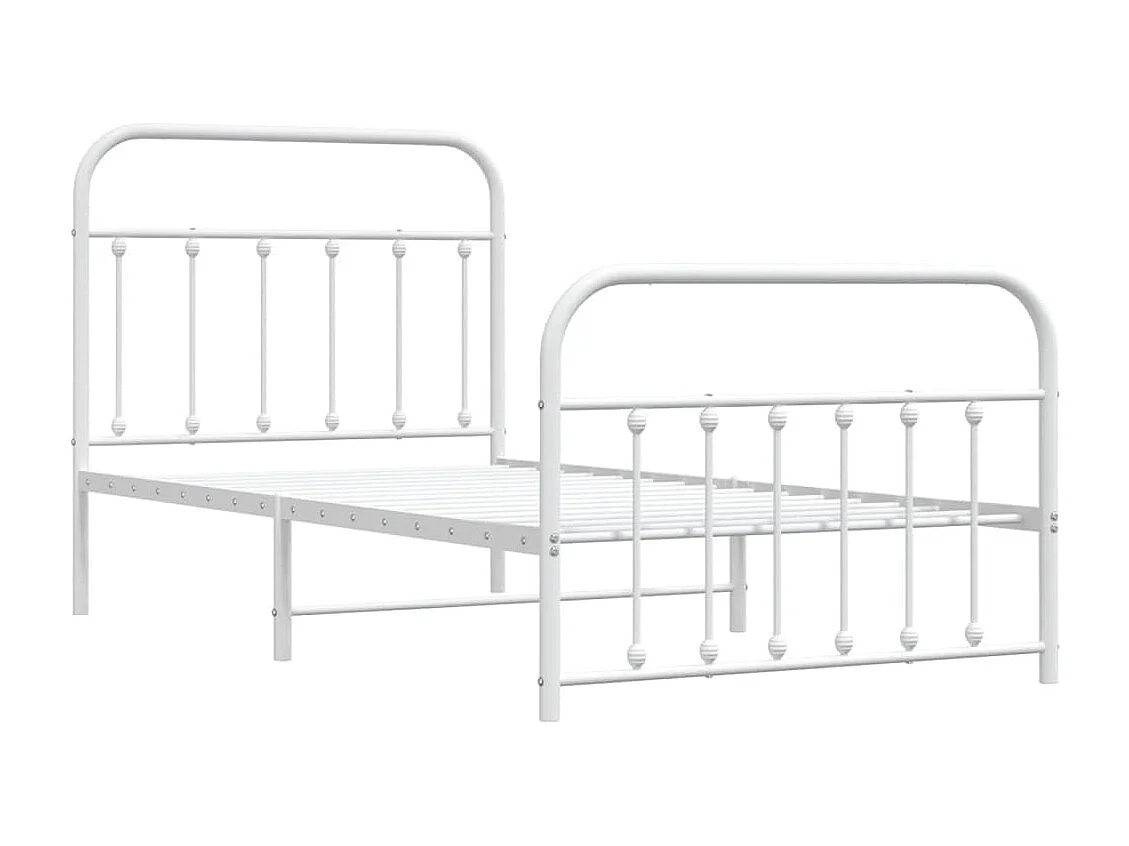 Estrutura de cama com cabeceira e pés 100x190 cm metal branco