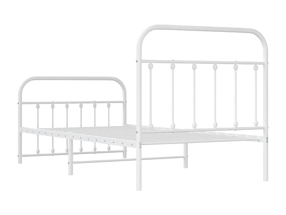 Estrutura de cama com cabeceira e pés 100x190 cm metal branco