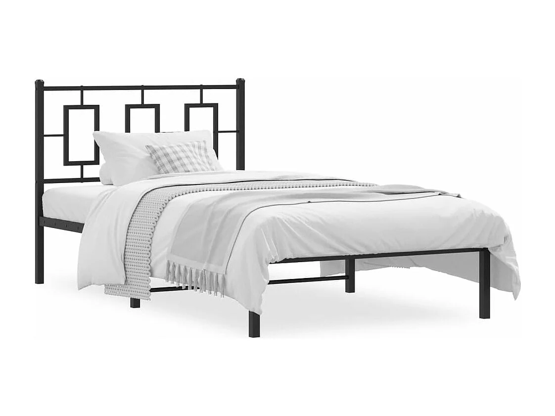 Estrutura de cama com cabeceira 100x190 cm metal preto