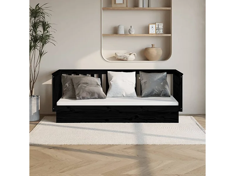Sofá cama madera maciza de pino negro 75x190 cm