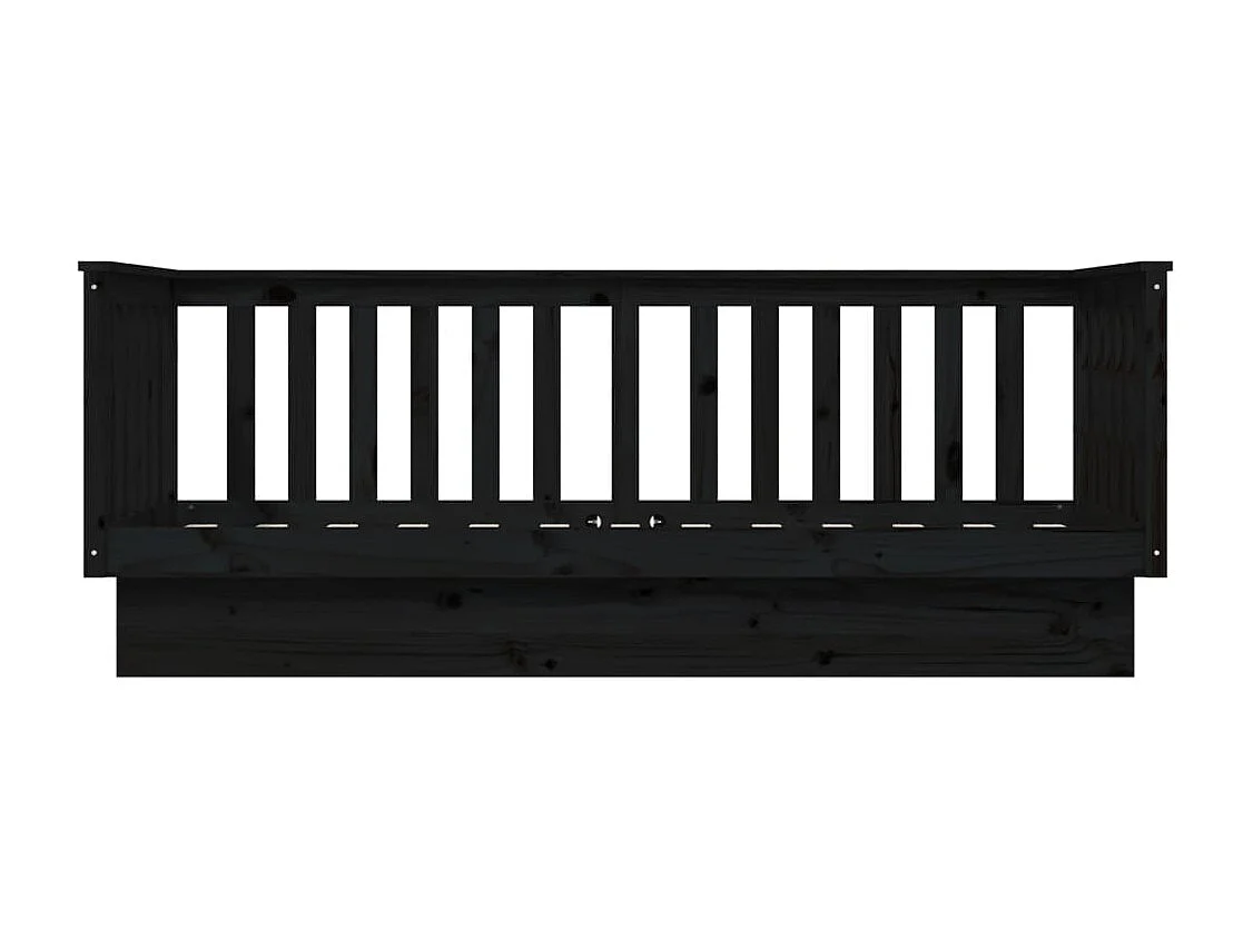 Lit de jour Noir 75x190 cm Bois de pin massif