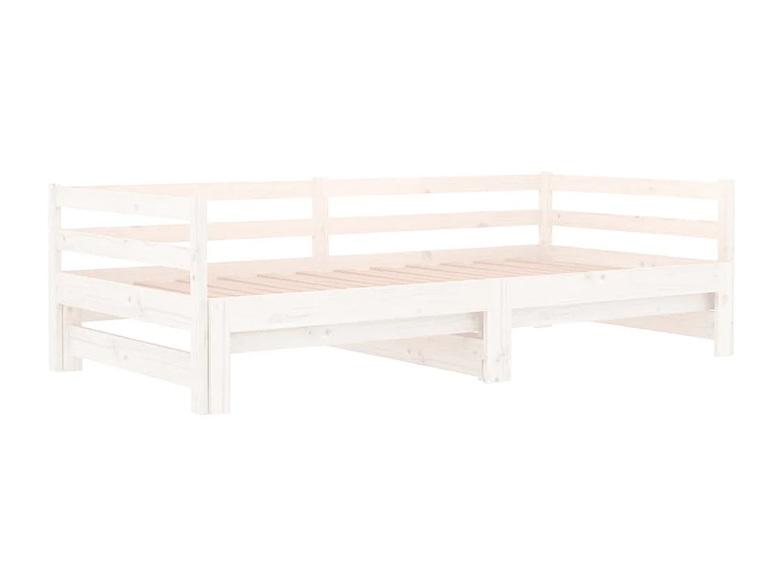 Uitschuifbare slaapbank zonder matras 90x190 cm wit