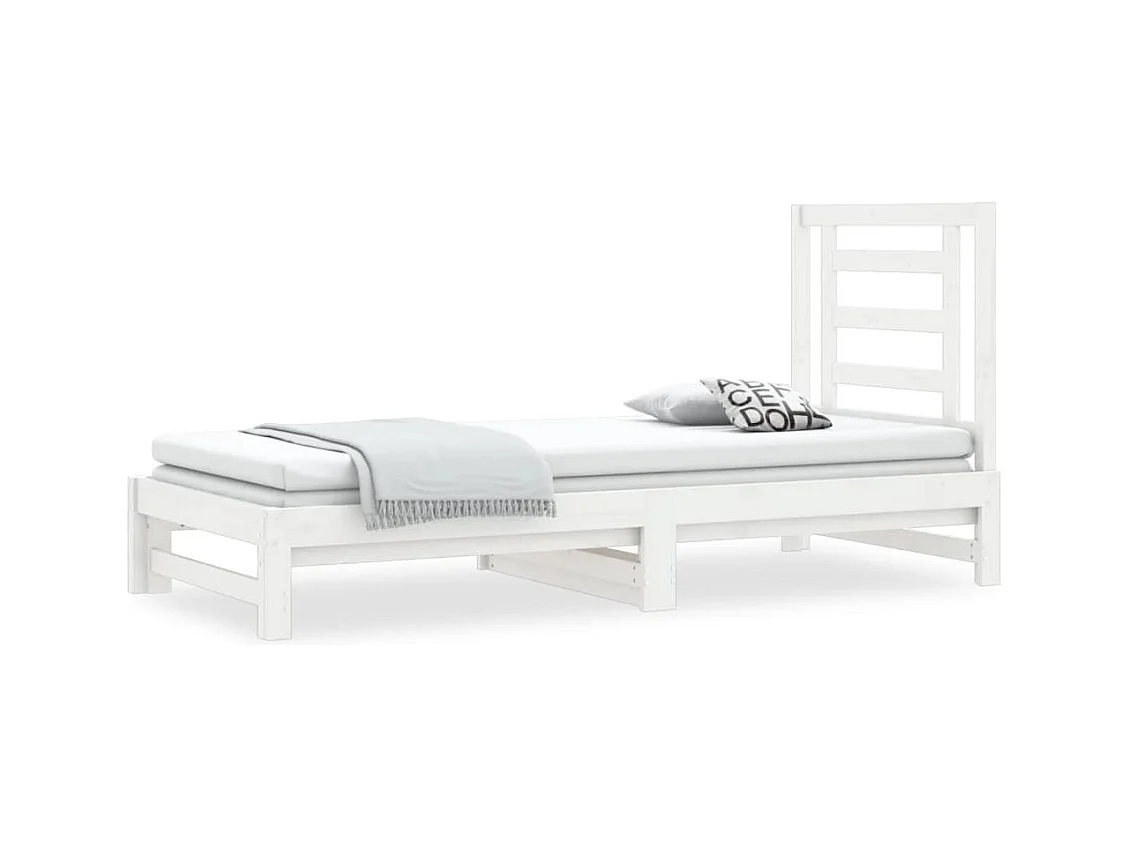 Lit coulissant Blanc 2x(90x190) cm Bois de pin massif