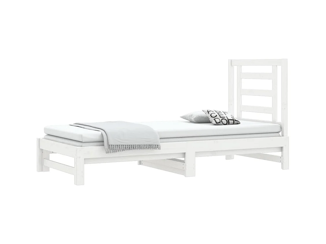 Lit coulissant Blanc 2x(90x190) cm Bois de pin massif