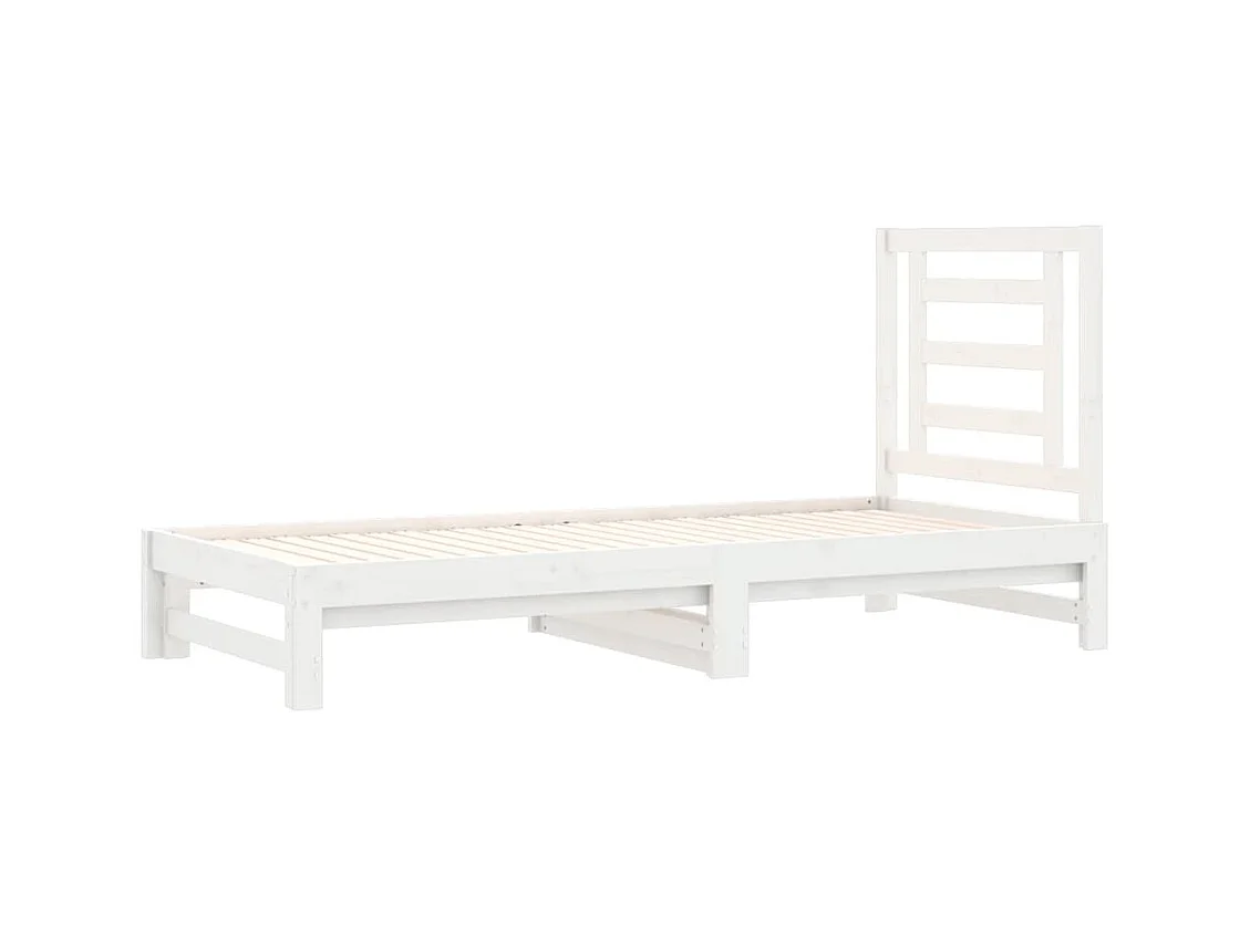 Lit coulissant Blanc 2x(90x190) cm Bois de pin massif