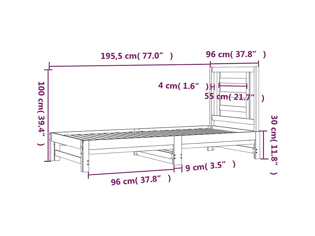 Lit coulissant Blanc 2x(90x190) cm Bois de pin massif